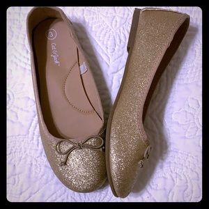 Gold glitter flats